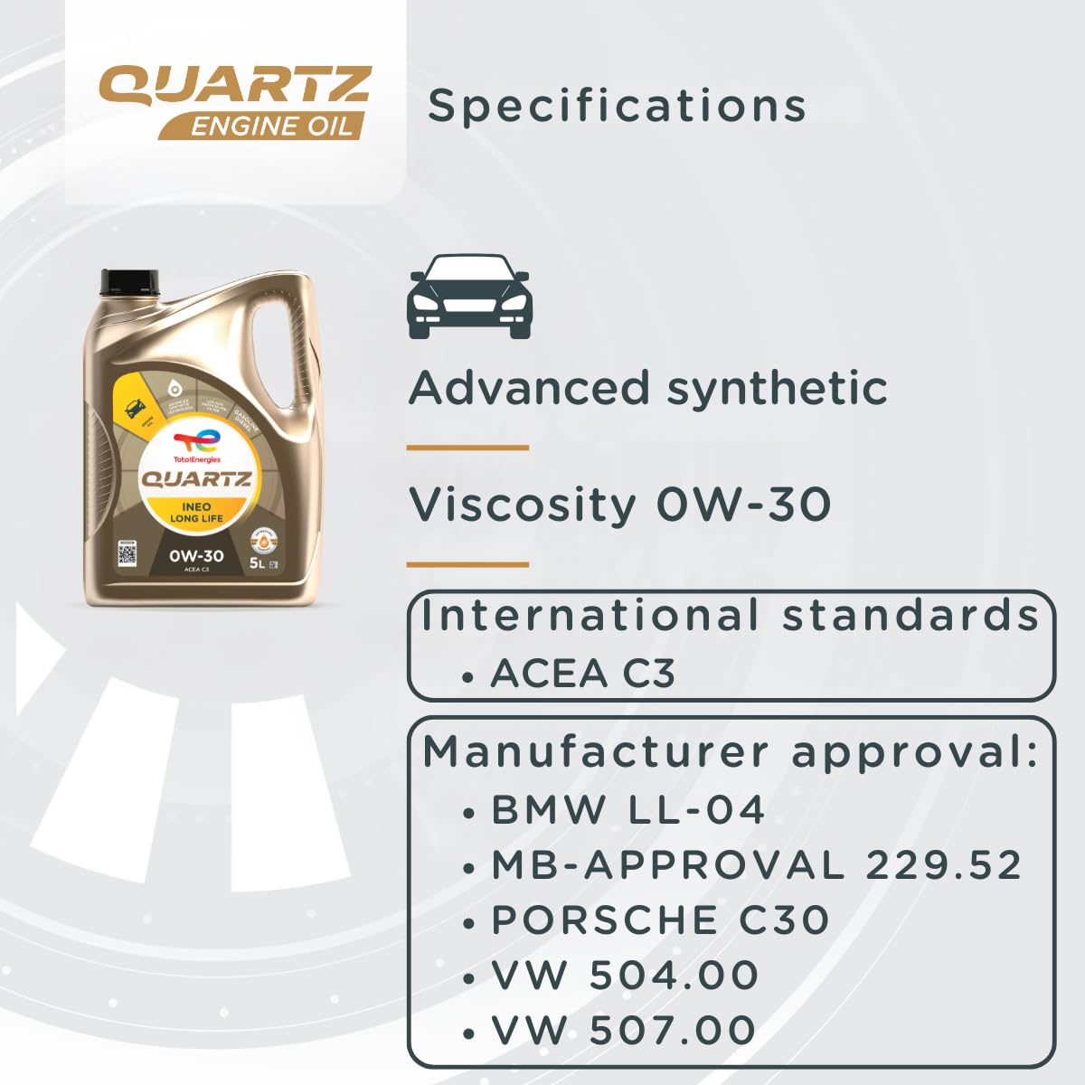 Motoröl Quarz Ineo Long Life 0W-30-5 Liter