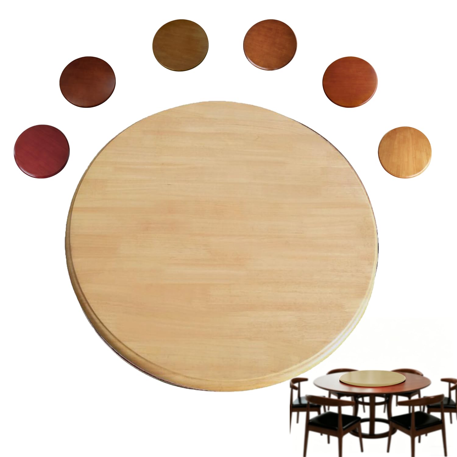 GGJYSYYK Lazy Susan Turntable Brown Rotating Tray Round Serving Plate Tabletop Rotating Easy-To-Install Tray Round Tabletop Serving Plate for Restaurants, Hotels And Party,G,90cm