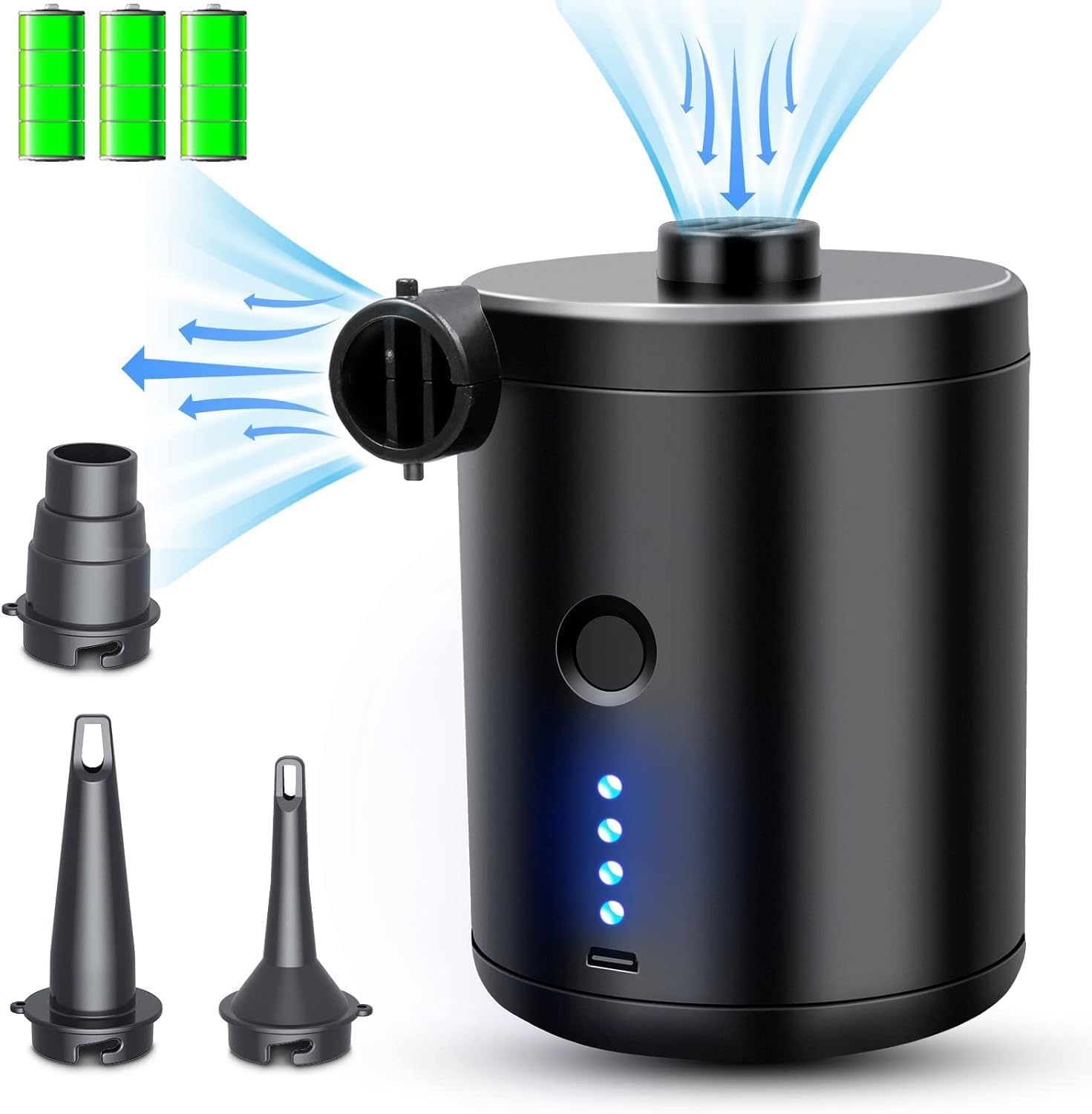 3T6B USB Rechargeable Air Mattress Pumps, Portable Electric Air Pump, Quick Air Mattress Pump for Outdoor Camping Inflatable Raft Bed Boat Swimming Ring Vacuum Bags (Rechargeable & Portable)