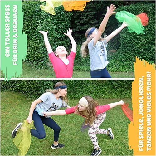 Kleintober Premium Jongliertücher I Bunte Chiffontücher I mit Anleitung für 5 Spiele I Tanztücher I Tücher Spiel für… – Bild 7