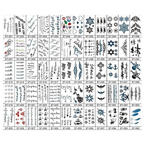 60 Sheets Temporary Tattoo Stickers Removable Waterproof Temporary Tattoos Body Art Sticker Sheet