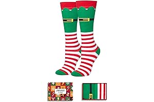 Christmas Gifts Stocking Socks For Boys Girls: Kids Knee High Christmas Socks Elf Socks