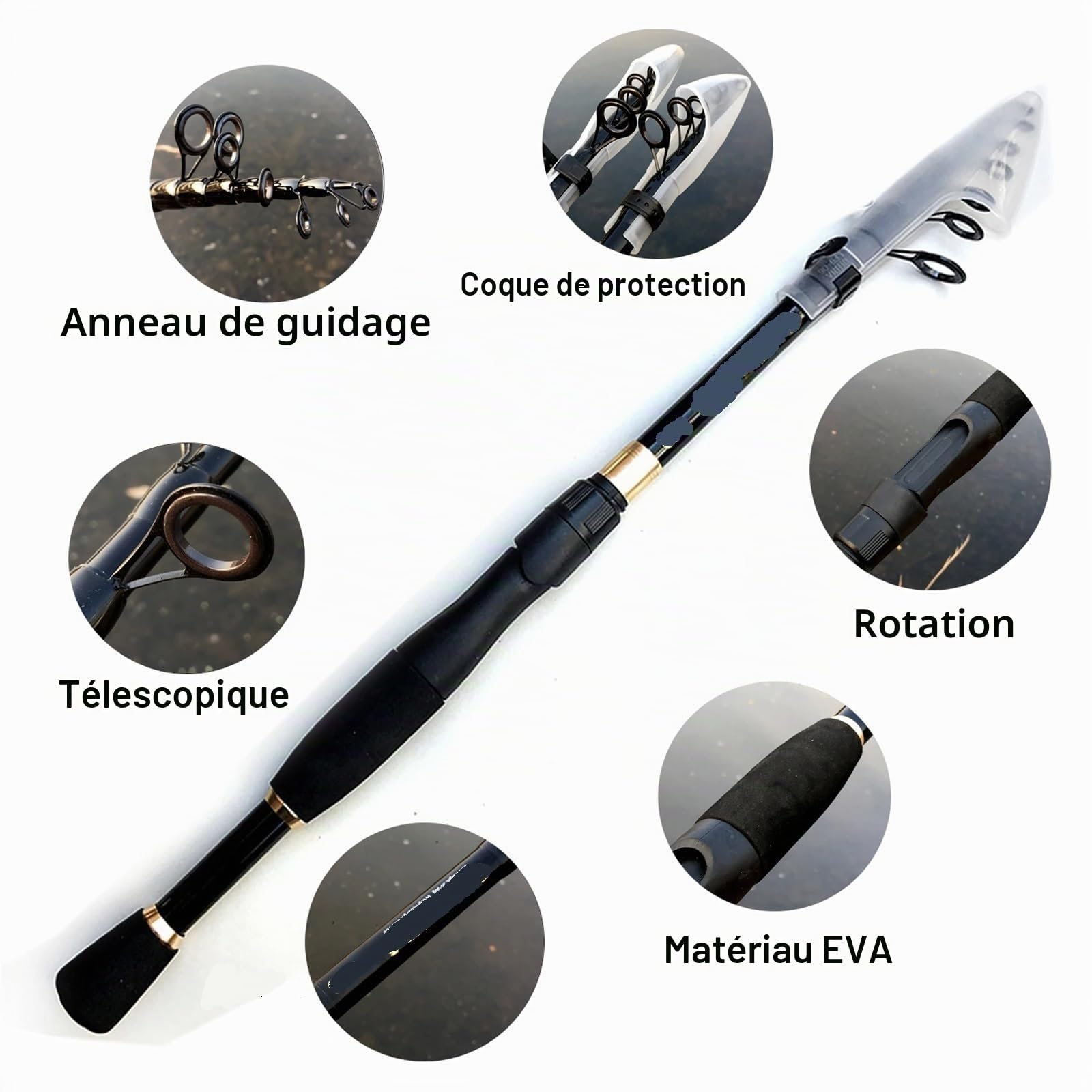 Canne à pêche Casting Combo Canne télescopique en Carbone et Moulinet Baitcasting Kit de Canne à pêche de Voyage Portable Poids d'appât 10-30g Kit Complet Canne à Pêche(1.8M,Purple)