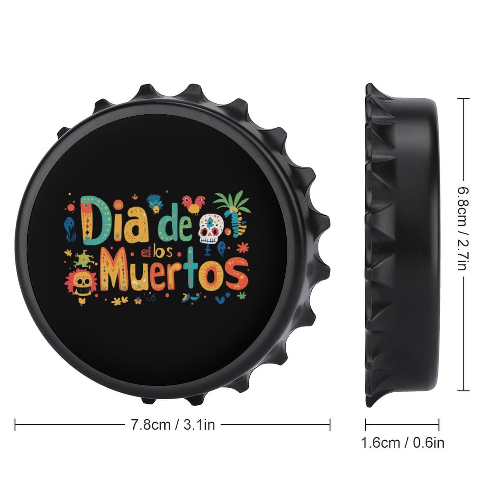 Día De Los Muertos 2 in 1 Beer Bottle Opener Wall Mount Opener Portable Easy Storage Gift for Men Women Black-style