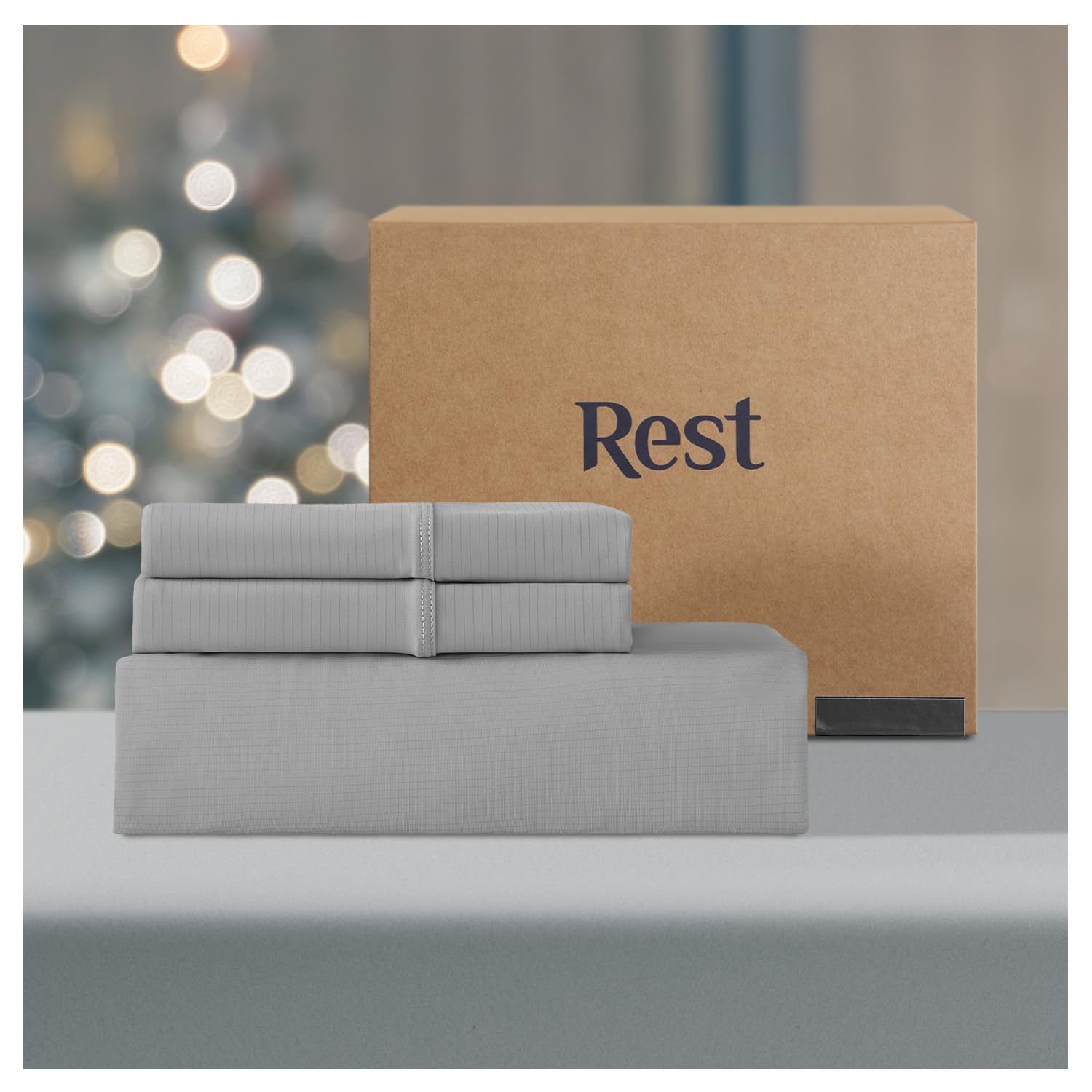 RESTEvercool®+ Starter Sheet Set, 3 PCS with No Flat Sheet, Cooling Sheets Designed for Hot Sleepers and Night Sweats, Knitted with Noble‘s IONIC+ Self-Cleaning Silver Yarns, Gray, Queen