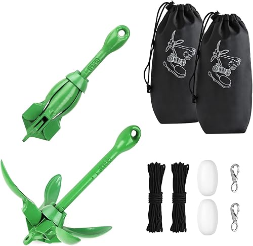 Miniatura 8 de Alpinista Anclaje de kayak, kit de anclaje plegable portátil de 3.5 libras con cuerda marina de 40 pies para kayak, canoas, pesca y accesorios
