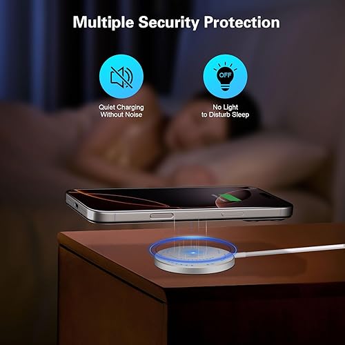 Miniatura 6 de Cargador inalámbrico magnético de 6 pies y 15 W, cargador Apple MagSafe, almohadilla de carga rápida y cargador rápido USB C, cargadores rápidos