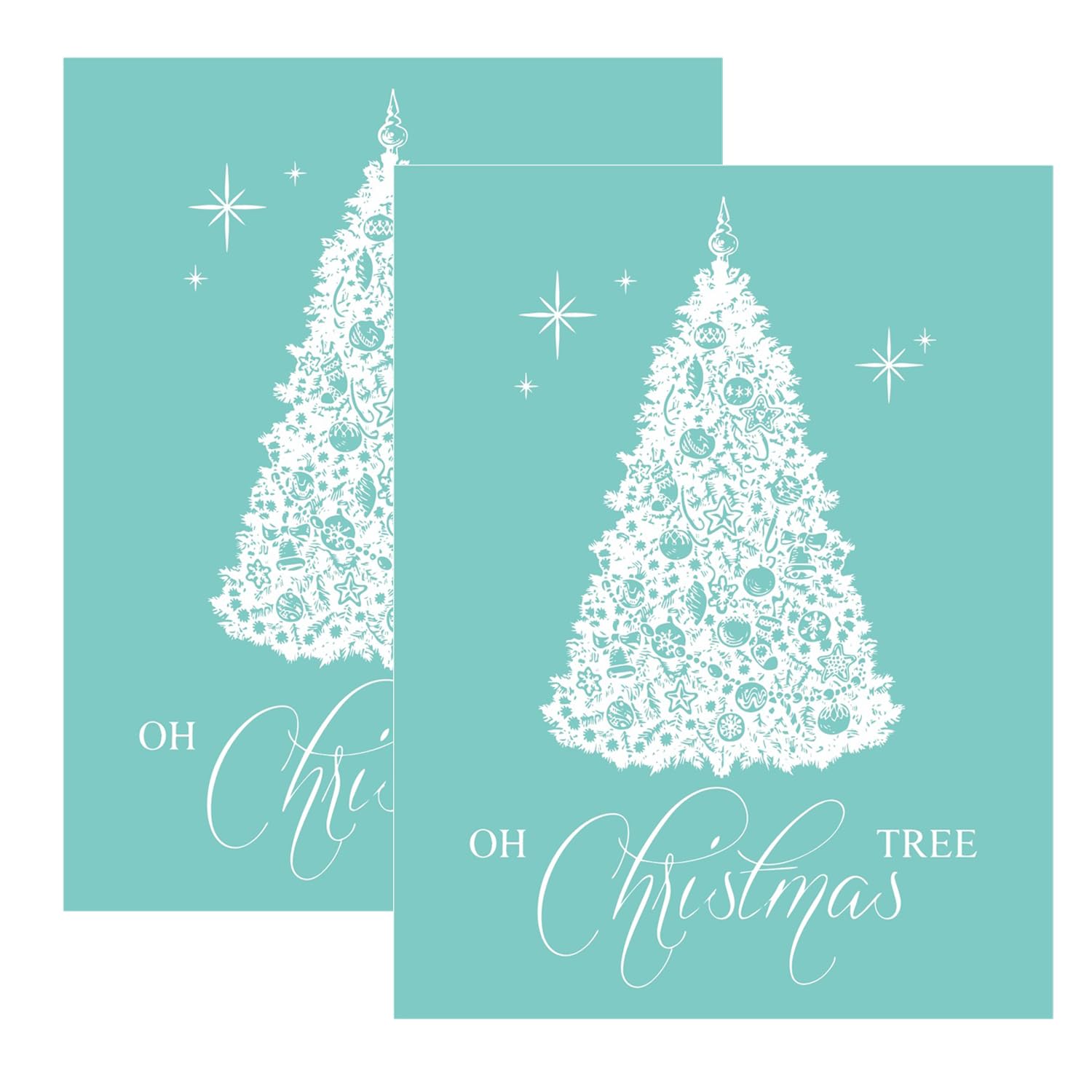 BAOFALI 2Pcs Silkscreen Stencil,Oh Christmas Tree Reusable Self-Adhesive Silk Screen Printing, Home Christmas Season Decorations for Decor/Printing Wood/Fabric/Wall/Cup/Plate/Glass/Paper