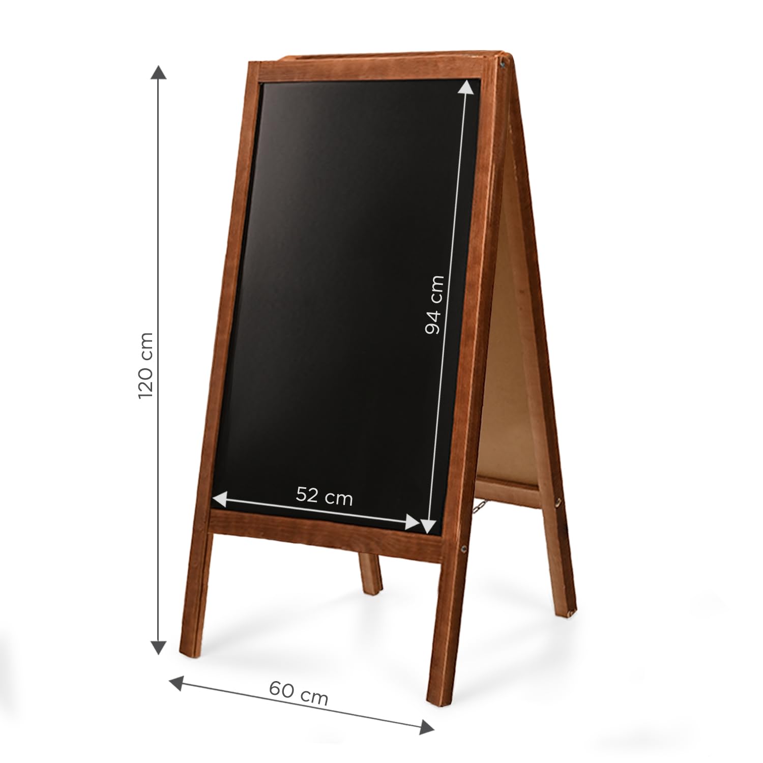 MG Design Kreidetafel-Aufsteller aus Holz 60 x 120 cm beidseitig beschreibbar, klappbar & abwischbar Kundenstopper fr Gastronomie, Einzelhandel & Events