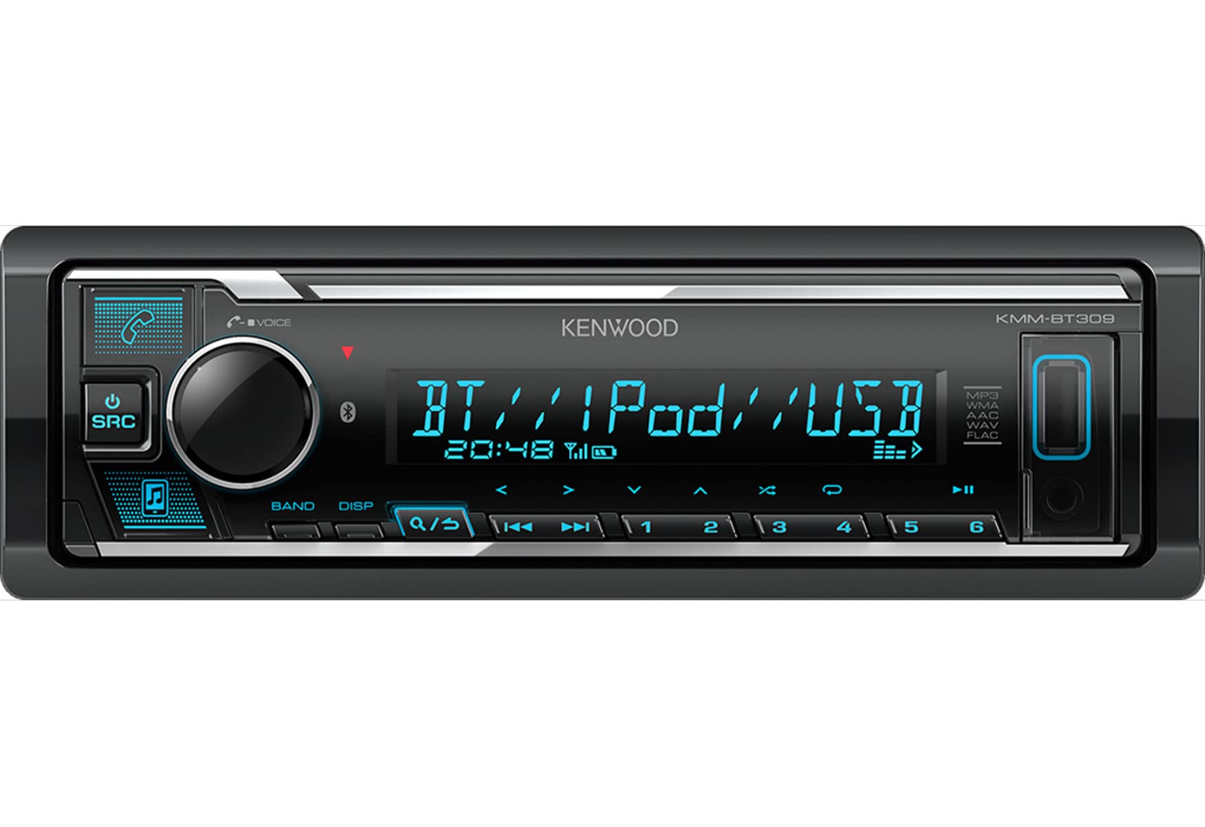 Kenwood KMM-BT309 Autoradio - Bluetooth, USB, AUX - senza CD - 4×50 W - vivavoce