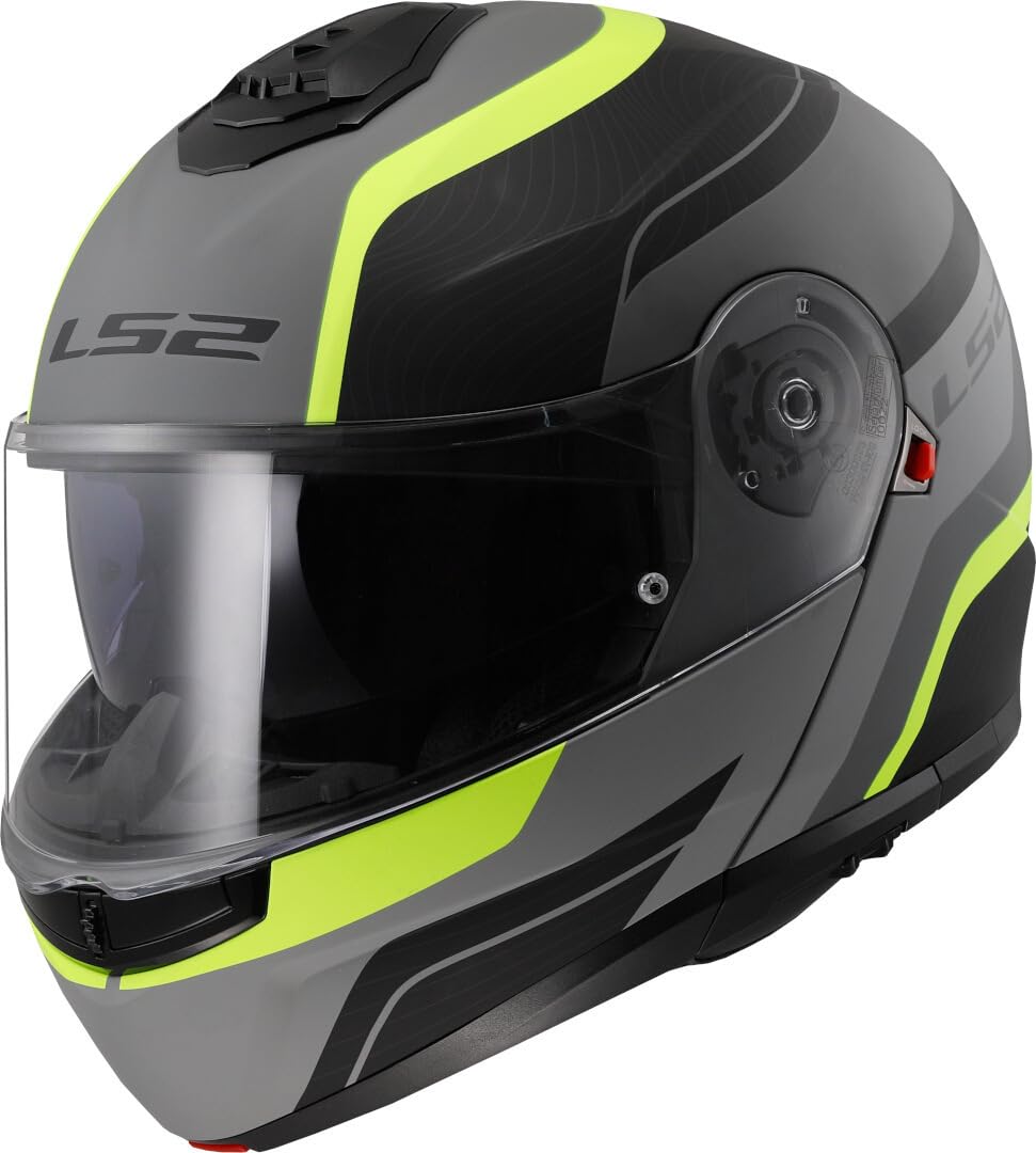 LS2, Casco Moto Modular STROBE II MONZA Matt Black H-V Yellow, L