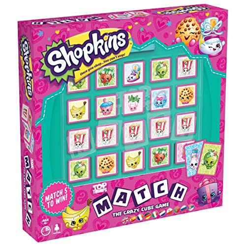Top Trumps Match Shopkins - Juego De Mesa, Juegos Infantiles, Conecta 5 Dados Iguales En Tu Propio Tablero, Juego De Memoria 4 Años, Para 2 Jugadores