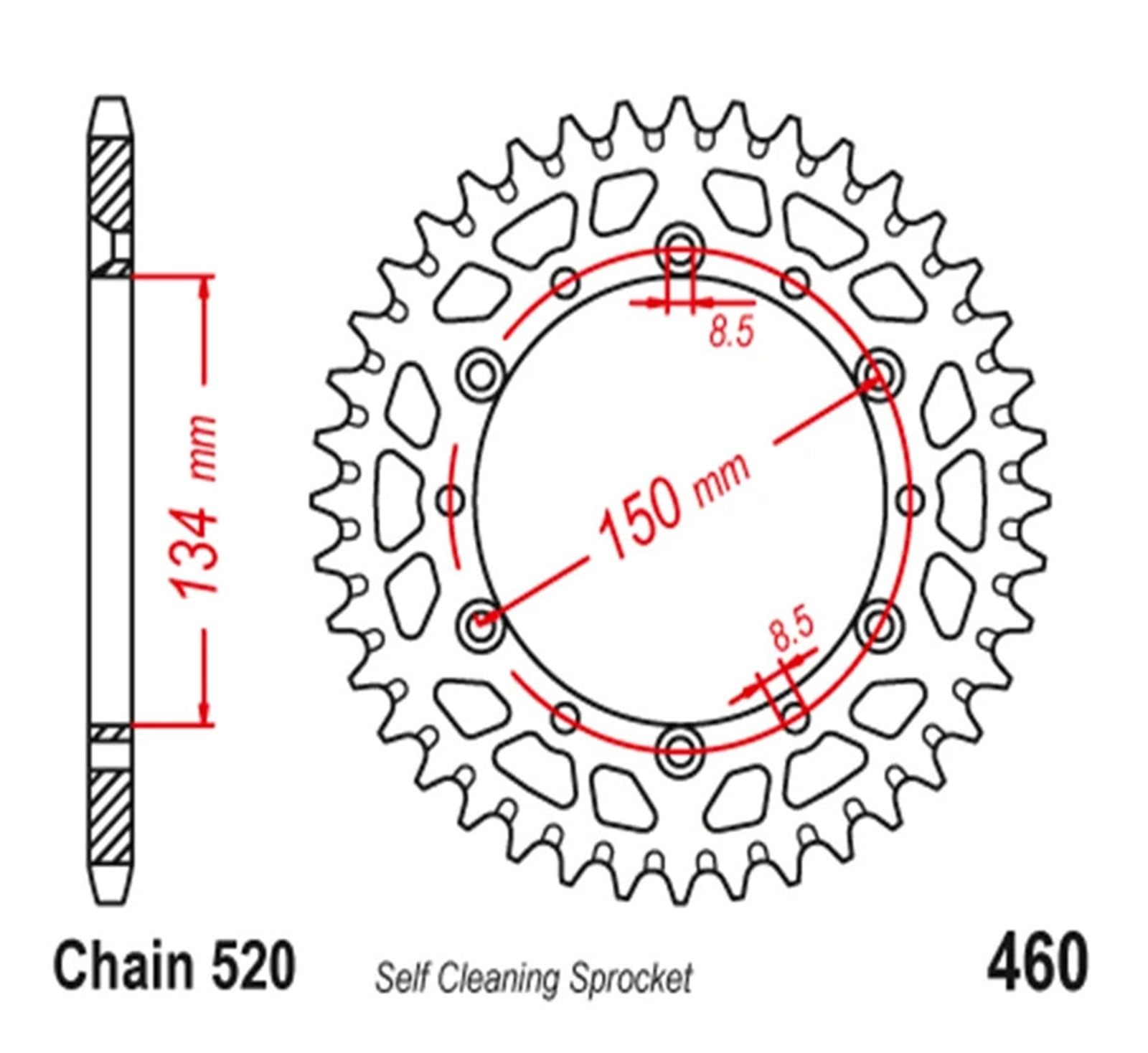 Pignon arrière de Moto 520 Compatible avec KLX250SF 2009-2010 250 D-Tracker 1998-2016 KLX250R 1991-1995 KLX250 1998-2016(49 Teeth)