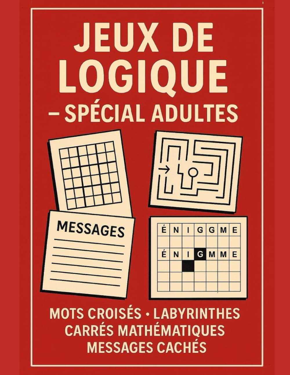 JEUX DE LOGIQUE POUR ADULTES – MULTI-ACTIVITÉS PUZZLES ET RÉFLEXION: Sudoku, Mots croisés, Labyrinthes, Carrés mathématiques & Messages cachés pour stimuler le cerveau