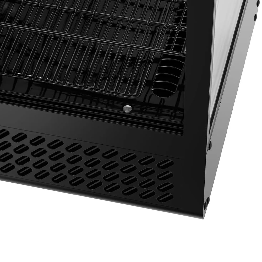 Vitrina Pastelera Expositora Refrigerada 2 Estantes con 2 Puertas Correderas Negra 100 Litros Ventilada | Vitrina Sobremesa Cristal Curvado