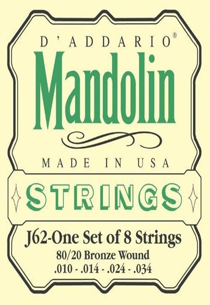 D'Addario J62 80/20 Bronze Mandolin Strings, Light, 10-34