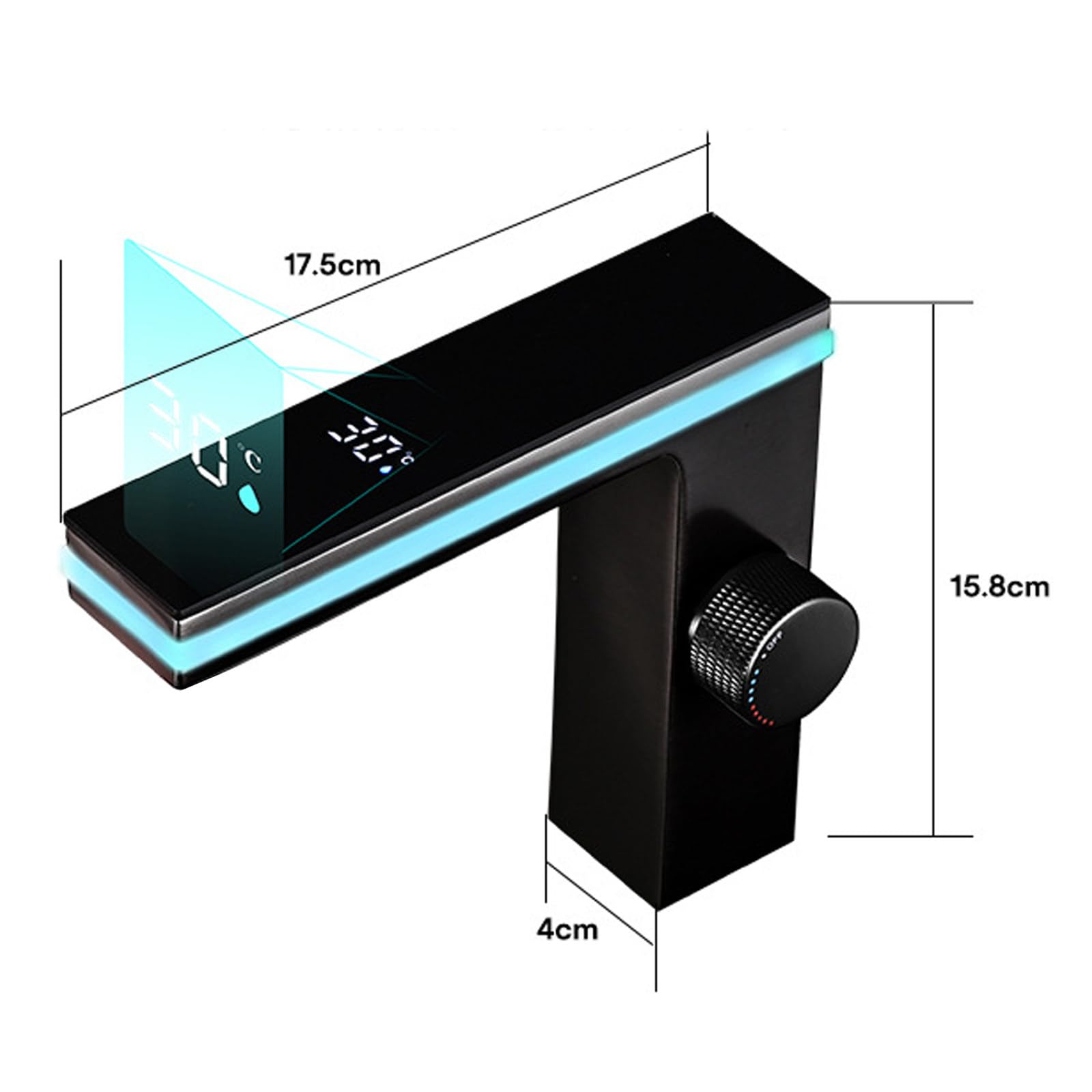 Grifo de baño con luz Ambiental LED y Pantalla Digital de Temperatura, Grifo Monomando para Lavabo de baño, Grifo Mezclador para Lavabo, Grifo para lavadero de Barra de RV