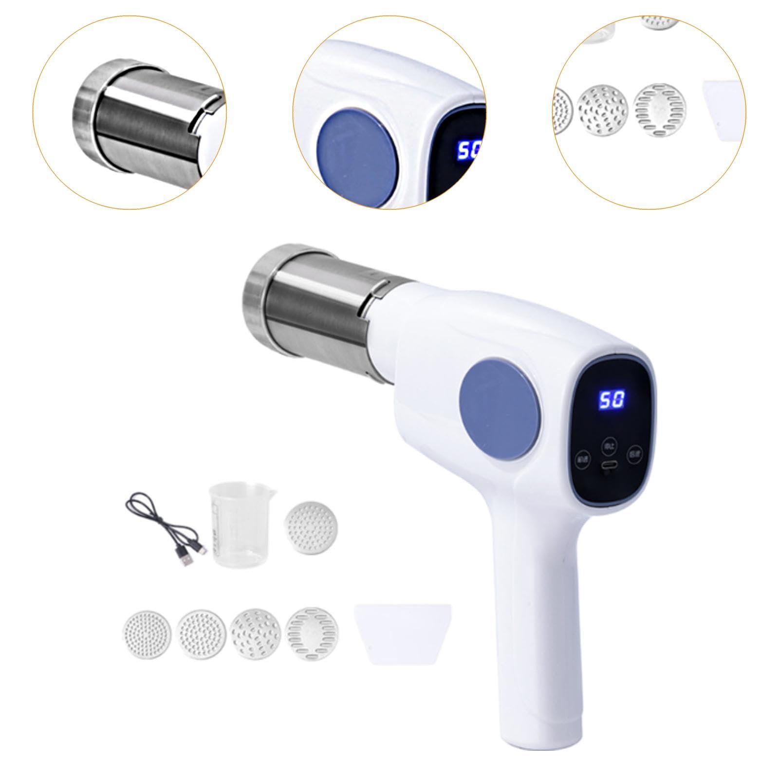 Máquina Eléctrica para Hacer Pasta Y Fideos, 5 Formas de Pasta, Carga USB, Portátil, para Lasaña Y Ramen, Blanco