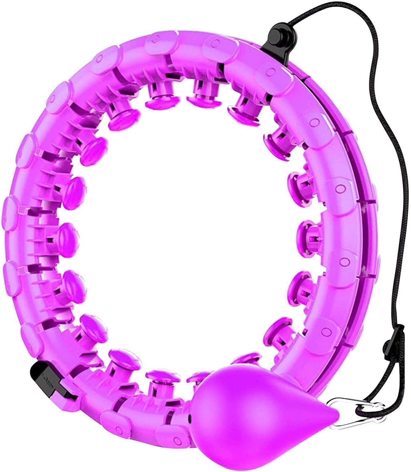 KICHHOMO Weighted Hoola Hoop for Adults and Kids Exercising, 2 in 1 Abdomen Fitness Weight Loss Massage Non-Fall Hoola Hoops, 24 Detachable Knots Adjustable Weight Auto-Spinning Ball
