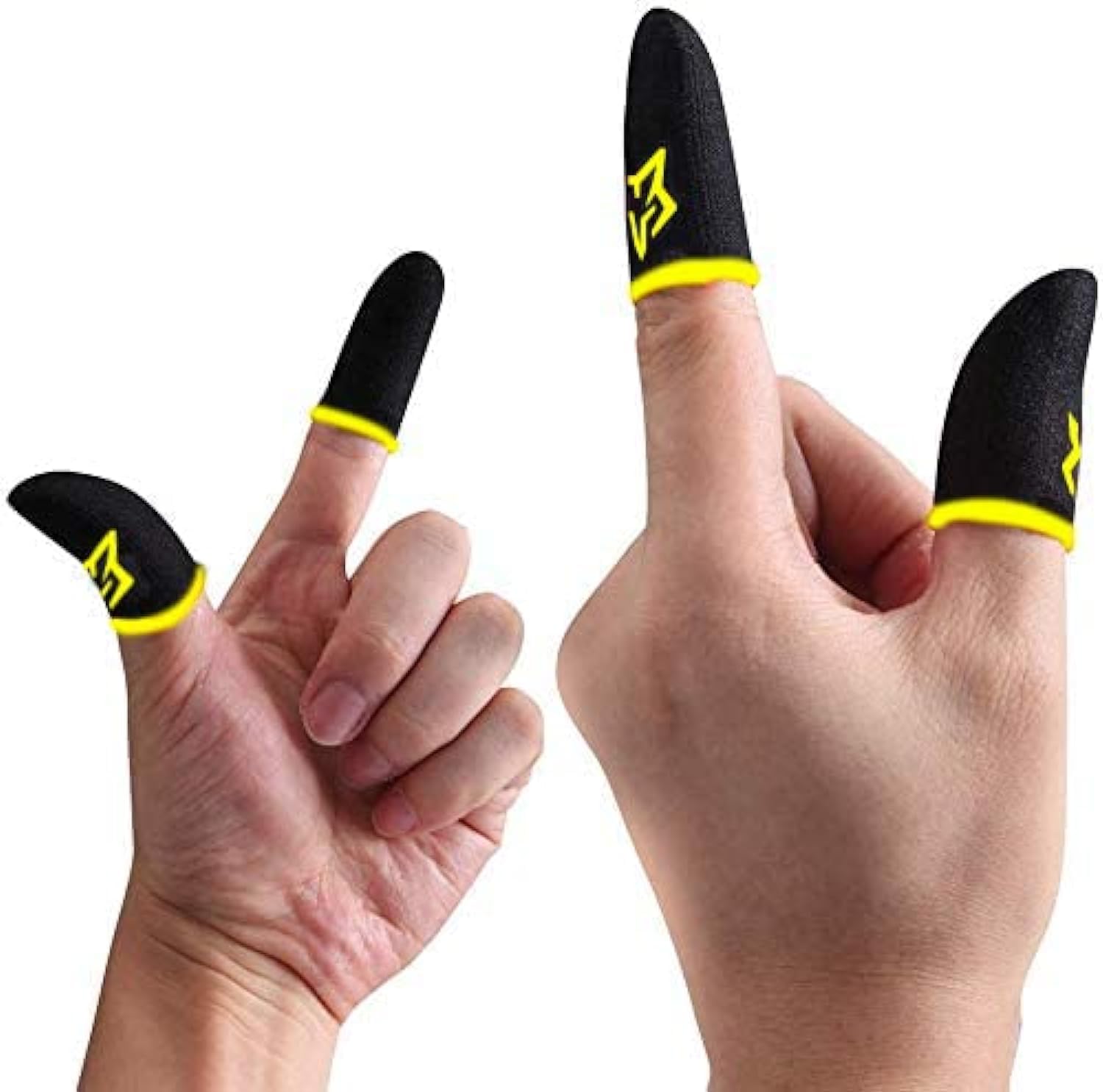 ONE PAIR (2 Pieces) of Wolf Gaming Finger Sleeves for Sweat Proof Mobile & Console Gaming, Friction-less PUBG finger Sleeves for all touch screens, Stabiliser & Protector for thumb sleeves gaming