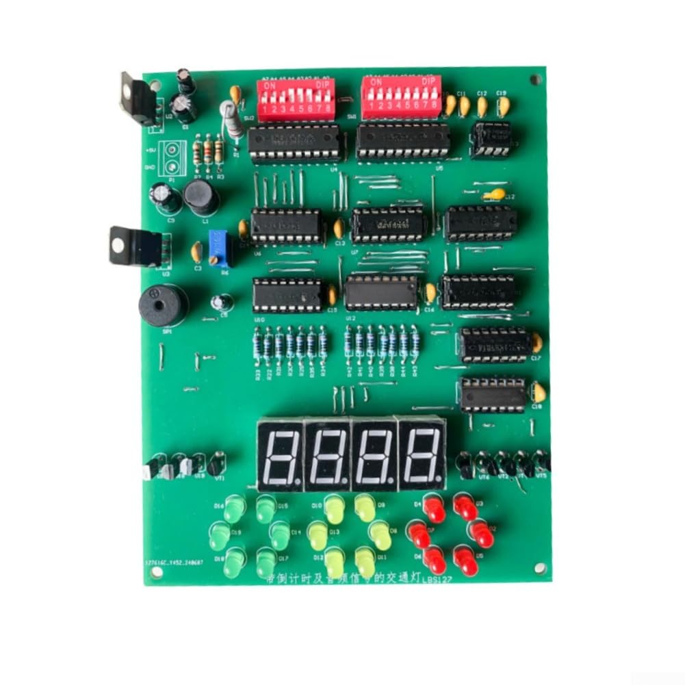 Kit di addestramento al semaforo digitale con doppio display a 7 segmenti per conto alla rovescia del segnale audio Buzzer rosso giallo verde LED per studenti STEM Learning Scheda PCB alimentata a 5 V
