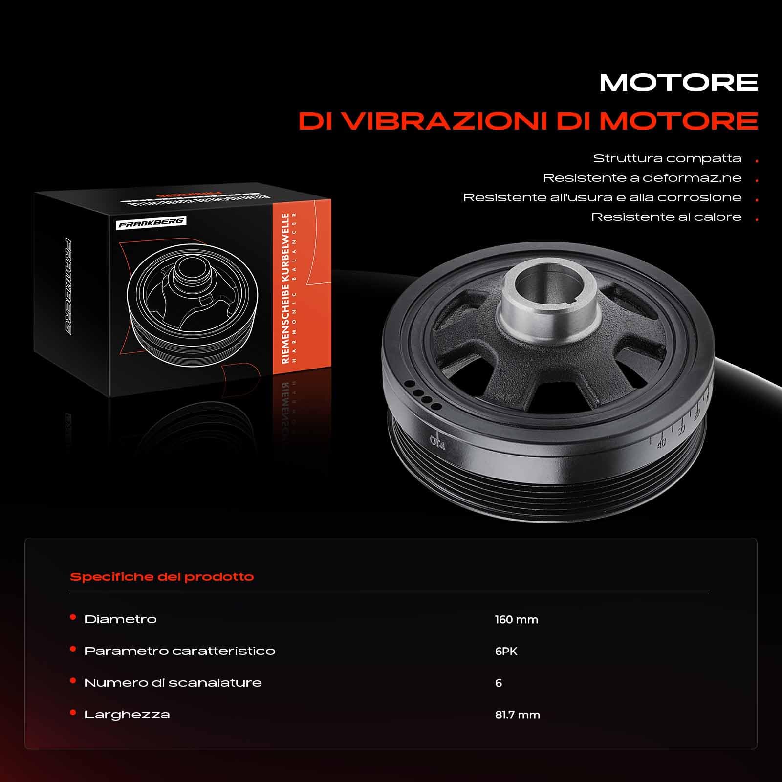 Frankberg Puleggia albero motore 1120351300 | Compatibile con: Vitobus W639, Viano W639, Classe C W202, CLK C208, Classe E, modello T, S210, Classe M W163