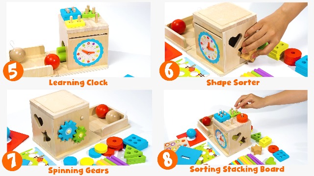 Amazon.com: Kizfarm Wooden Montessori Baby Toys, 8-in-1 Wooden