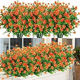 8PCS Fake Flowers for Outdoor Decoration, UV Resistant Plastic Fake Flowers Boxwood Plants Shrubs Sp