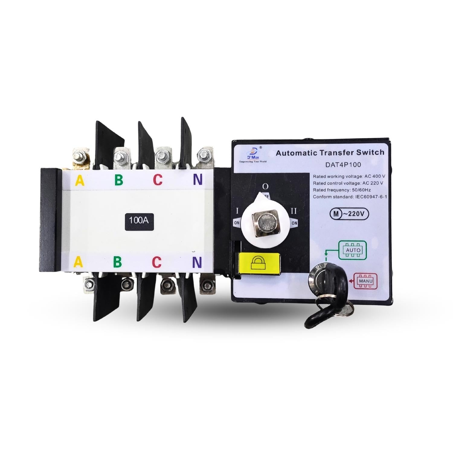 DMak Automatic Transfer Switch, ATS 100A/4P Isolation Type Dual Power Transfer Switch with Manual Operation Handle, 3-Phase, Pack of 1 (B0CJTX1FC2) Amazon Price History, Amazon Price Tracker