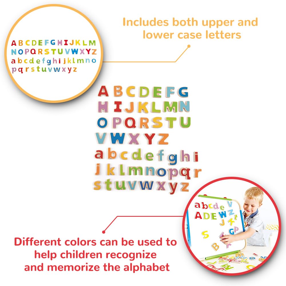 Hape Puzzle Alphabet Bois Aimanté - 52 Lettres Magnétiques Enfant 3 Ans à 6 Ans - Apprendre l'Alphabet et à Lire, Majuscules, Minuscules - Jeu Éducatif, Motricité Fine - Jeu Individuel ou