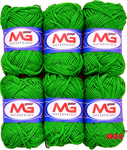 Image of Parrot Green Wool Ball Hand Knitting Art Craft Soft Fingering Crochet Hook Yarn, Needle Knitting Thread Dyed - Pack of 16