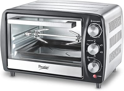 Prestige Potg 16 Ss R Oven Toaster Griller With Rotisserie Function 16 Litres, Silver & Black,1200 Watts