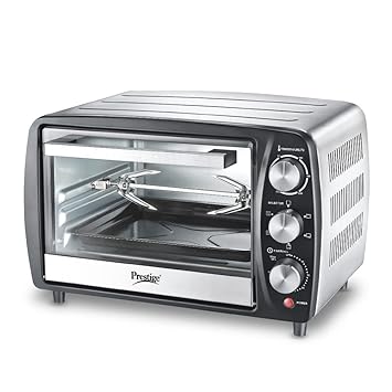 Prestige POTG 16 SS R Oven Toaster Griller with Rotisserie Function 16L, Silver & Black