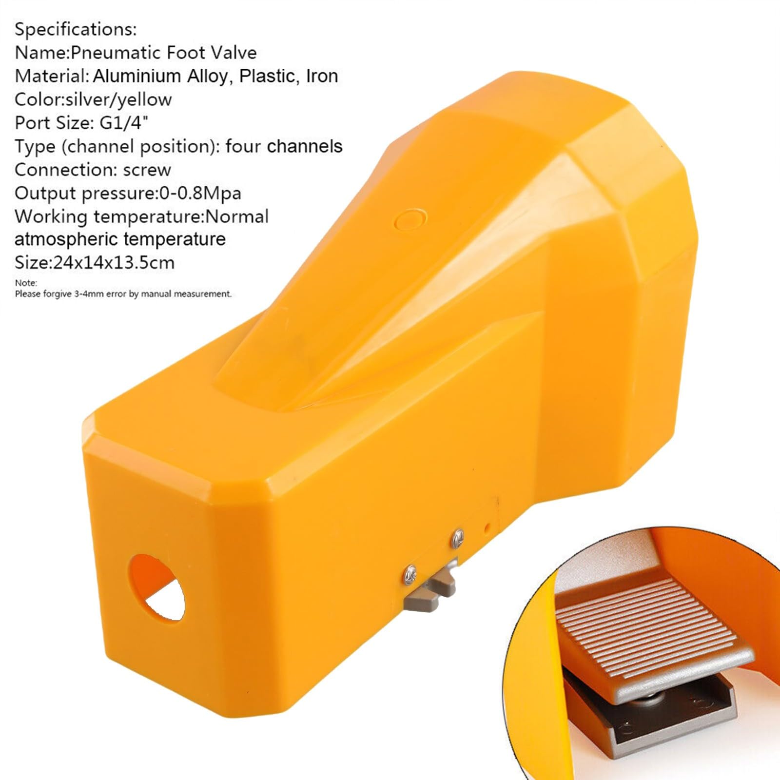 4F210-08G - Válvula de pedal neumática de 5 vías, 2 posiciones, 1/4 pulgadas NPTF de cuatro canales para sistemas hidráulicos industriales y neumáticos