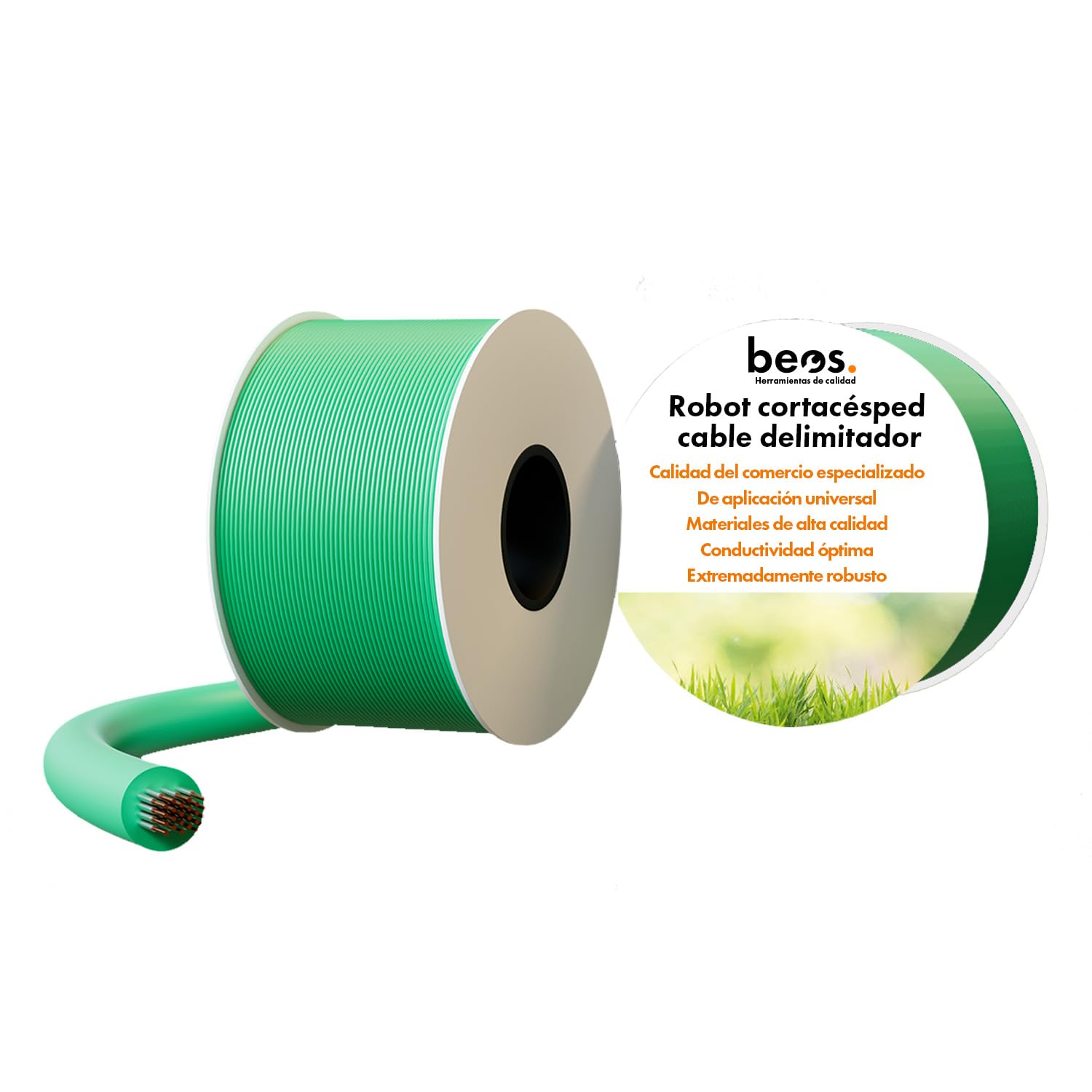 beos Premium Cable delimitador para Robots cortacésped - universalmente Compatible - Cable para Robots cortacésped de Worx, Gardena, Husqvarna, Bosch, Stihl, y Muchos más. Ø2,7mm - 100 m