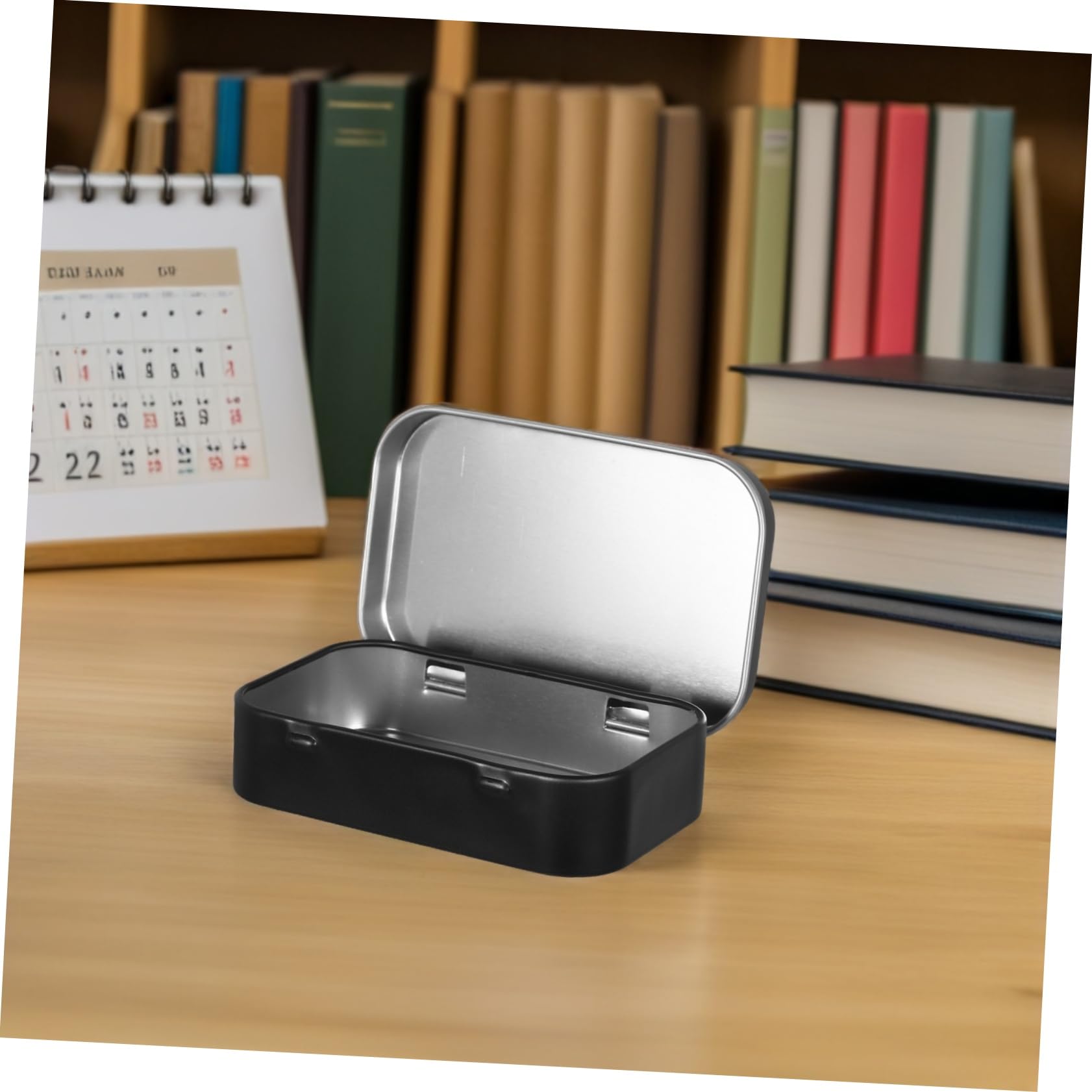 ORFOFE 10pezzi Scatola Cerniera Per Carte Da Gioco Contenitore Metallo Quadrato Nero Organizer Per Carte Collezionabili Scatola Immagazzinaggio Decorativo Per Casa e Viaggio