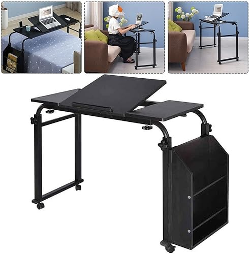 Miniatura 5 de Escritorio multifuncional para computadora de cama cruzada, mesa de estudio, escritorio de computadora ajustable y elástico negro para oficina y