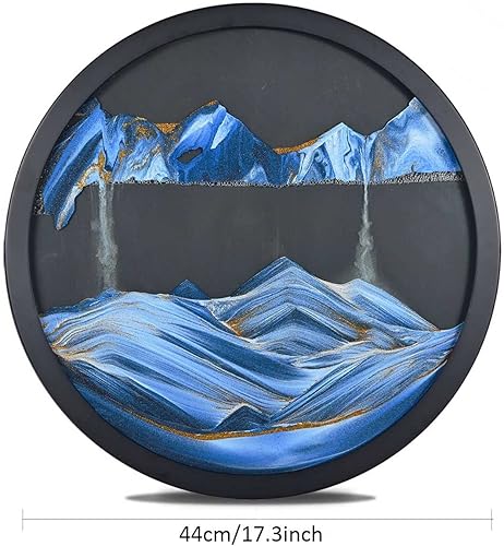 Miniatura 7 de ETULLE Cuadro de arte de arena móvil arte de pared giratorio de 360 para manualidades de vidrio redondo 3D paisaje de arena de mar profundo en