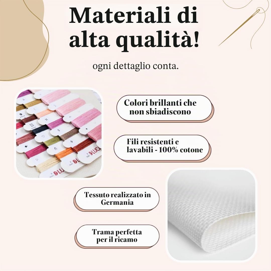 Luca-S Kit per punto croce, negozio di fiori, BU5044, kit per punto croce per adulti, kit per ricamo e cucito