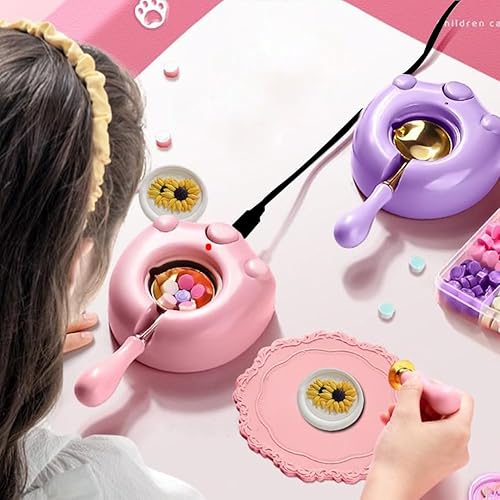 Miniatura 6 de Calentador eléctrico de sellos de cera, calentador de sello eléctrico azul para derretir cera, perlas con cuchara, agitar para hacer manualidades