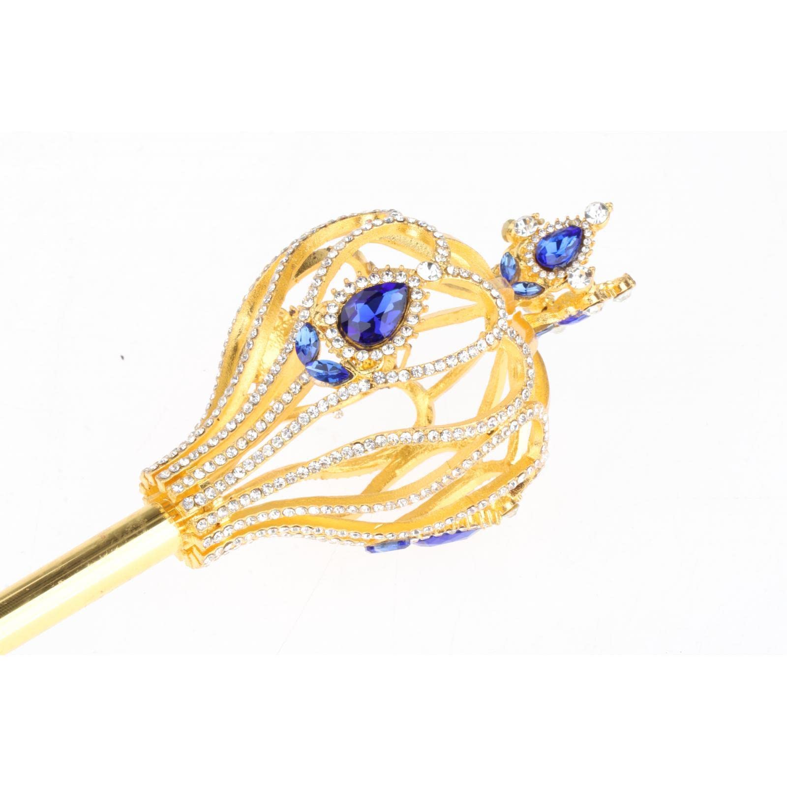 Harilla de Scintillantes, de Princesse, Sceptre en pour Accessoires de Déguisement, Costumes, Concours de Beauté, Femmes, Bleu