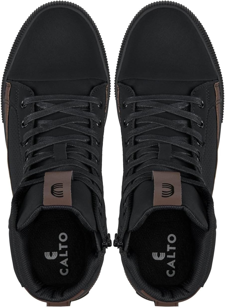 CALTO Men's Invisible Height Increasing Elevator Shoes - Zip-up Cap Toe High Top Sneaker Boots - 2.4 Inches Taller - Image 5