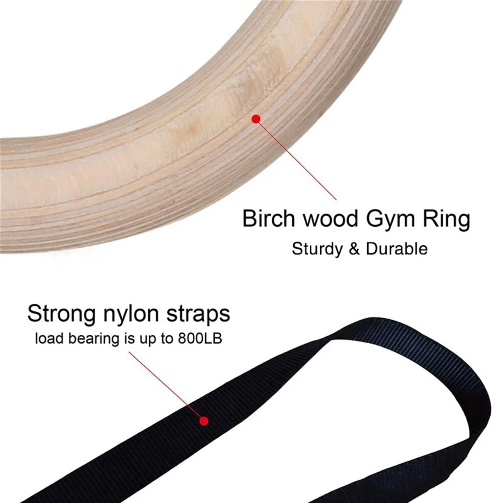 Anelli da Ginnastica Anelli da Ginnastica in Legno for Fitness 28/32 mm, Attrezzature for Il Domestico, for la, Anelli Indoor, Sportivi