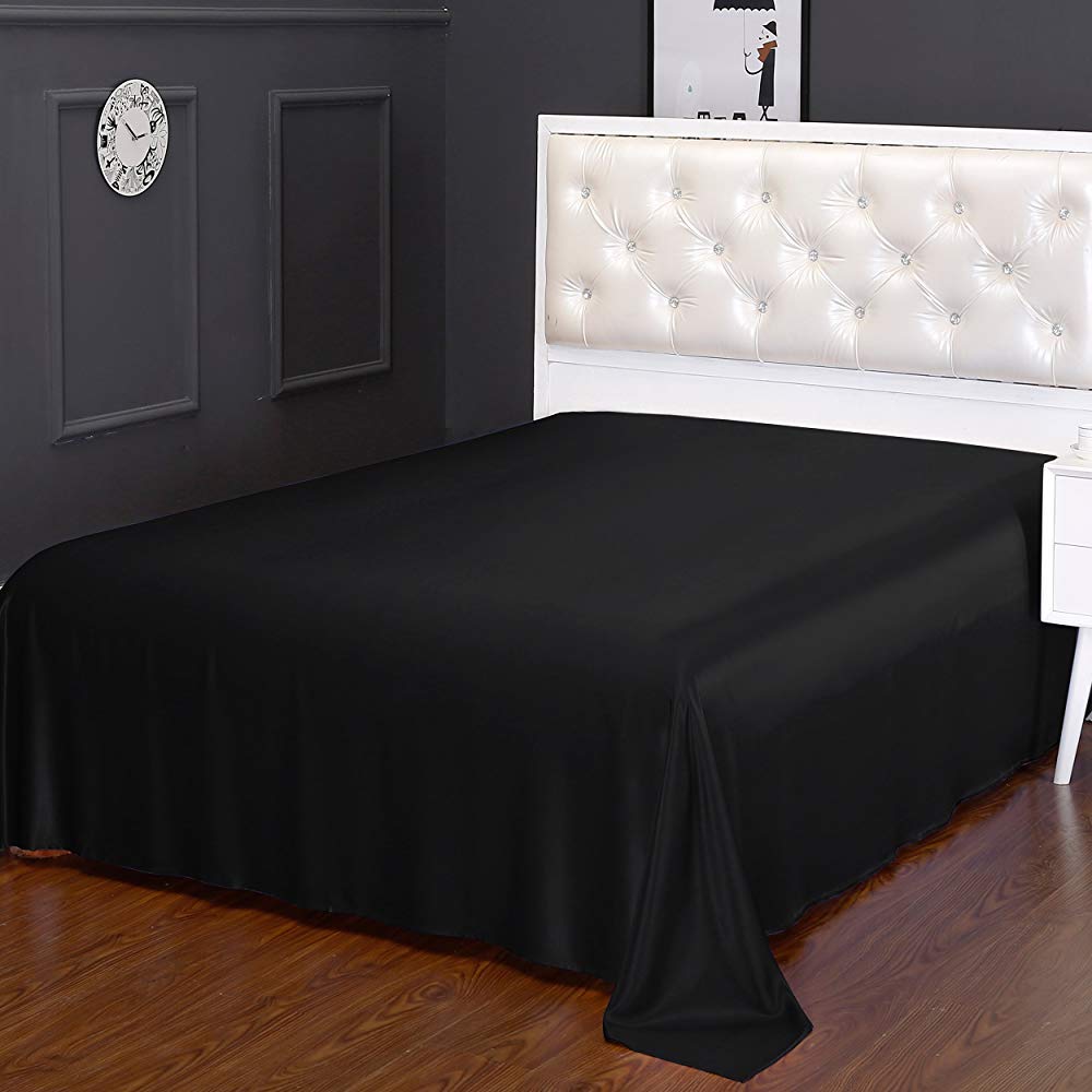 Lilysilk Men's Black 100% Pure Silk Flat Sheet For Bed Charmeuse 19 Momme Mulberry Silk Single 180X275cm