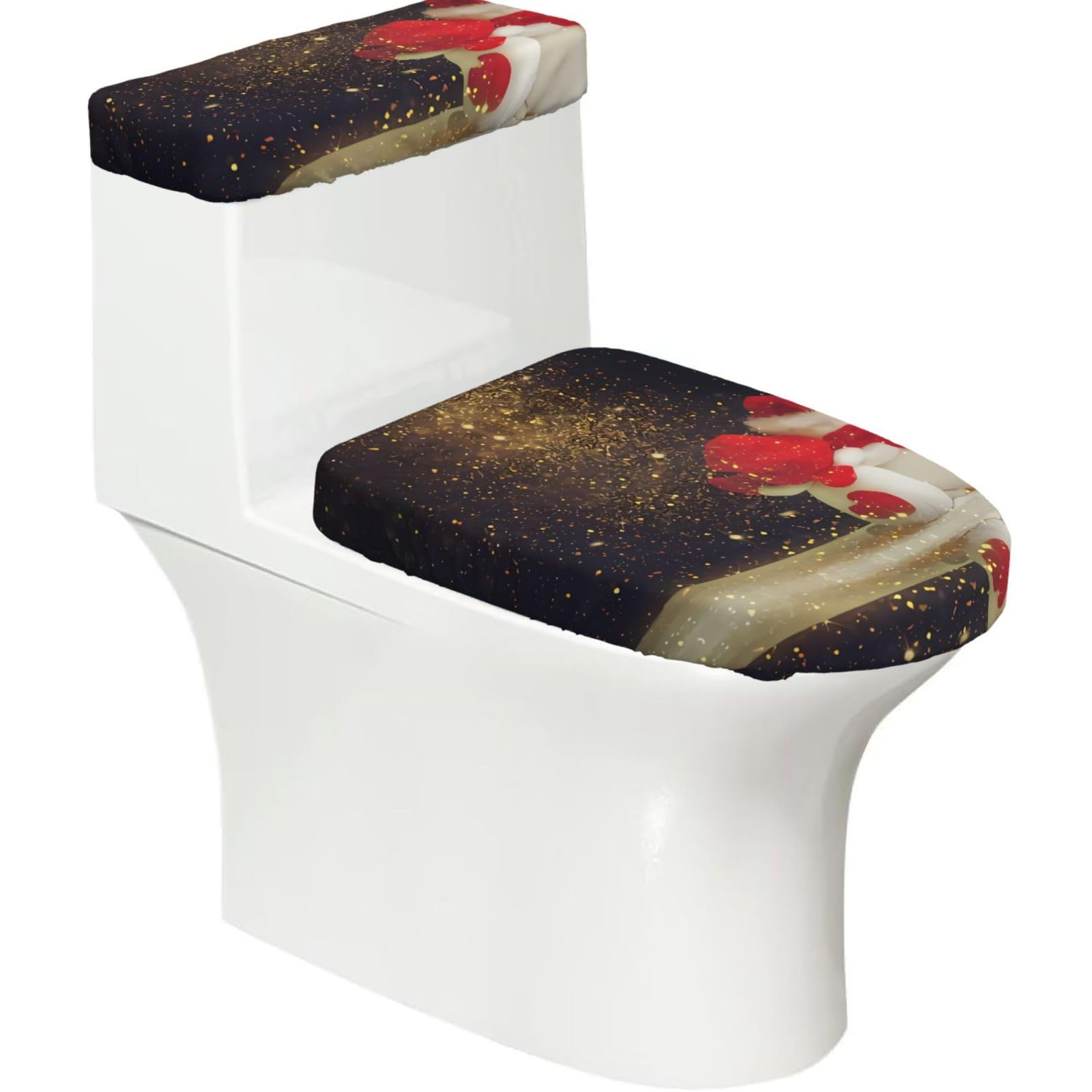 Mrowyc Black Christmas Snowmans Printed Toilet Seat Set - Set Of 2 - Universal Toilet Seat Cover - Housewarming Birthday Christmas Gift