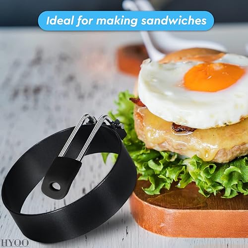 Miniatura 6 de Egg Rings for Frying Eggs - 2Pcs Round Egg Cooker Ring Egg Circles for Frying Eggs Egg Molds Fried Egg Cooker Ring - Egg Mold for Breakfast