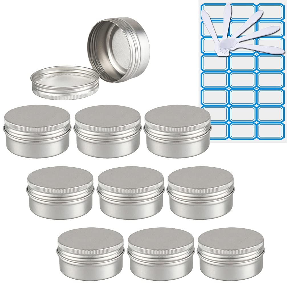 10 Piezas Tarros de Aluminio con tapa Rosca 15ml, Negro Mate Tarros de Aluminio Vacíos Redondo para Contenedor De Cosméticos Cremas Caja de almacenaje con 5 Espátula y 1 Etiqueta — view 36