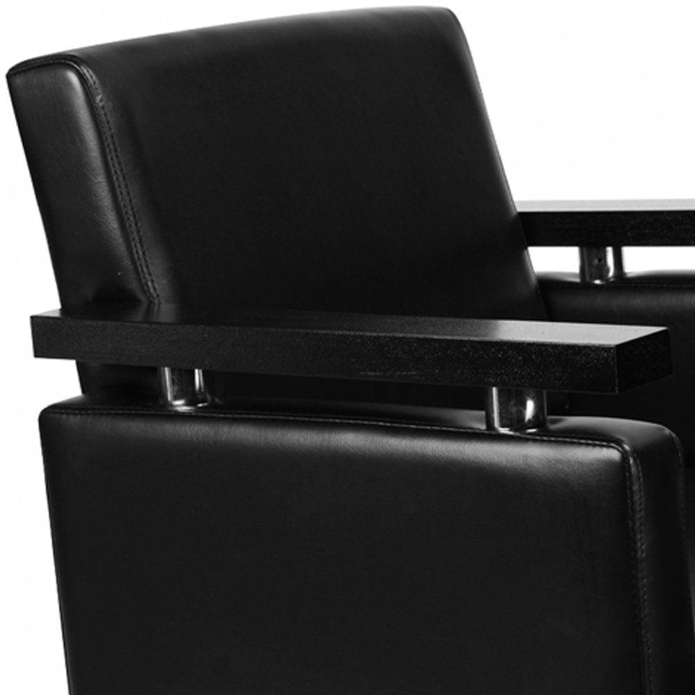 Medeo Friseurstuhl Schwarz, Fein, Höhenverstellbar, Gepolstert, Kunstleder, Metall, Schwarz, Entspannen