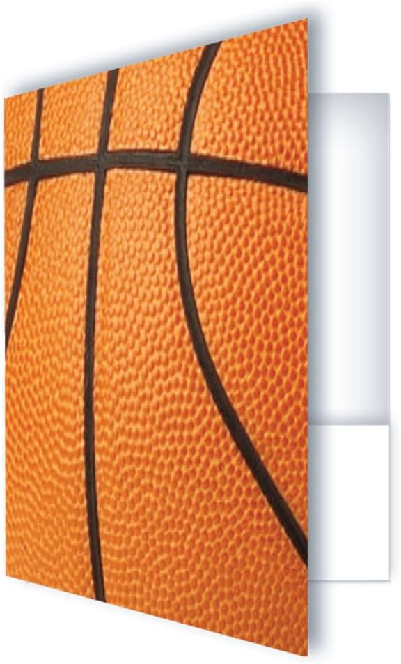 Pocket Folders, Full Color Printed with Pockets, Thick Presentation Folder – for School, Business & Events - 5 Pack (Basketball)