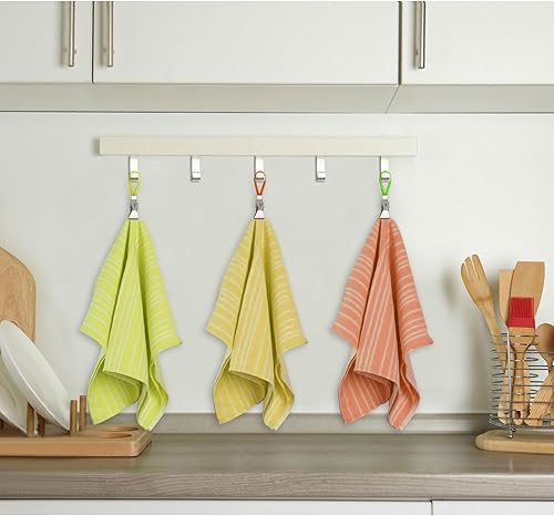 Miniatura 4 de Clips para toallas de té, 10 unidades, clip de almacenamiento de toallas de té de metal con anillo para colgar toalla, clips de gancho pequeños